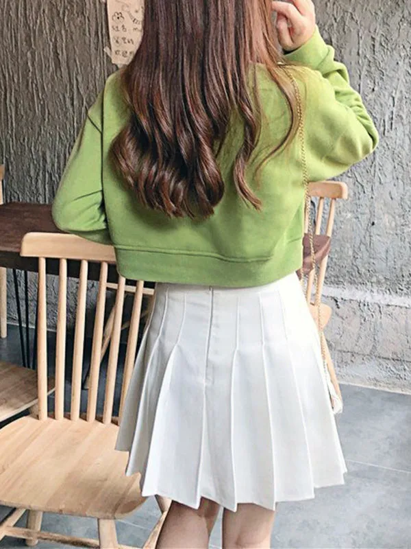 High Waisted Long Sleeves Asymmetric Bowknot Hollow Solid Color Round-Neck Sweatshirt Tops