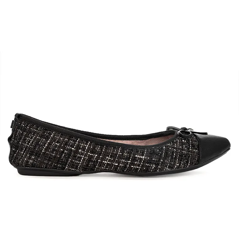 HOLLY Ballet Flat Shoes - Black Woven