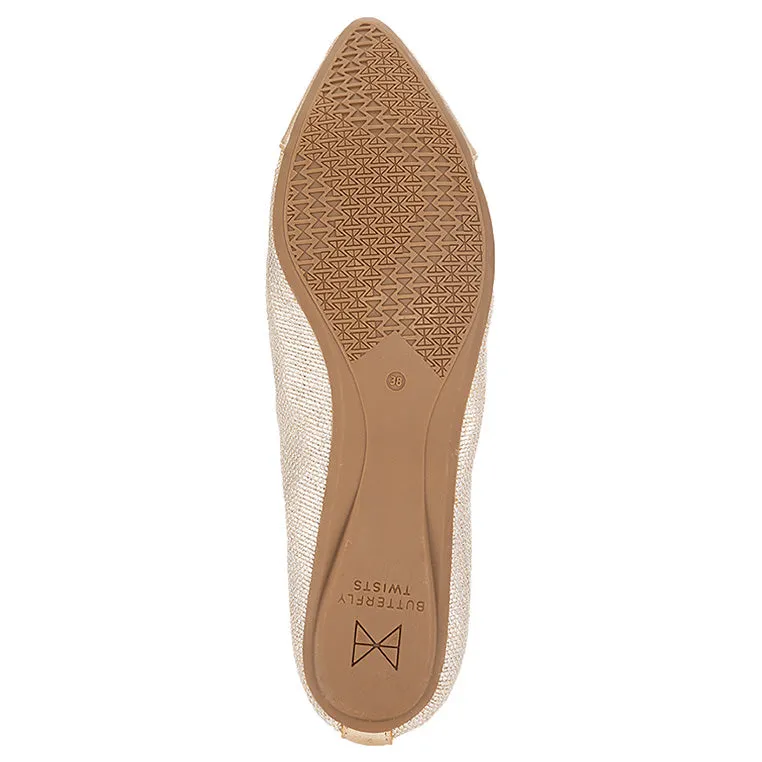 HOLLY Ballet Flat Shoes - Gold Woven