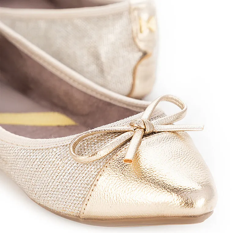 HOLLY Ballet Flat Shoes - Gold Woven