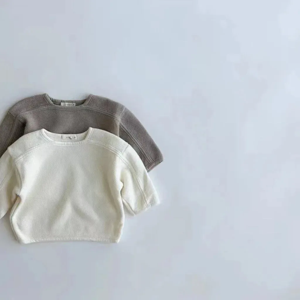 Infant O-neck Solid Long-Sleeved Top