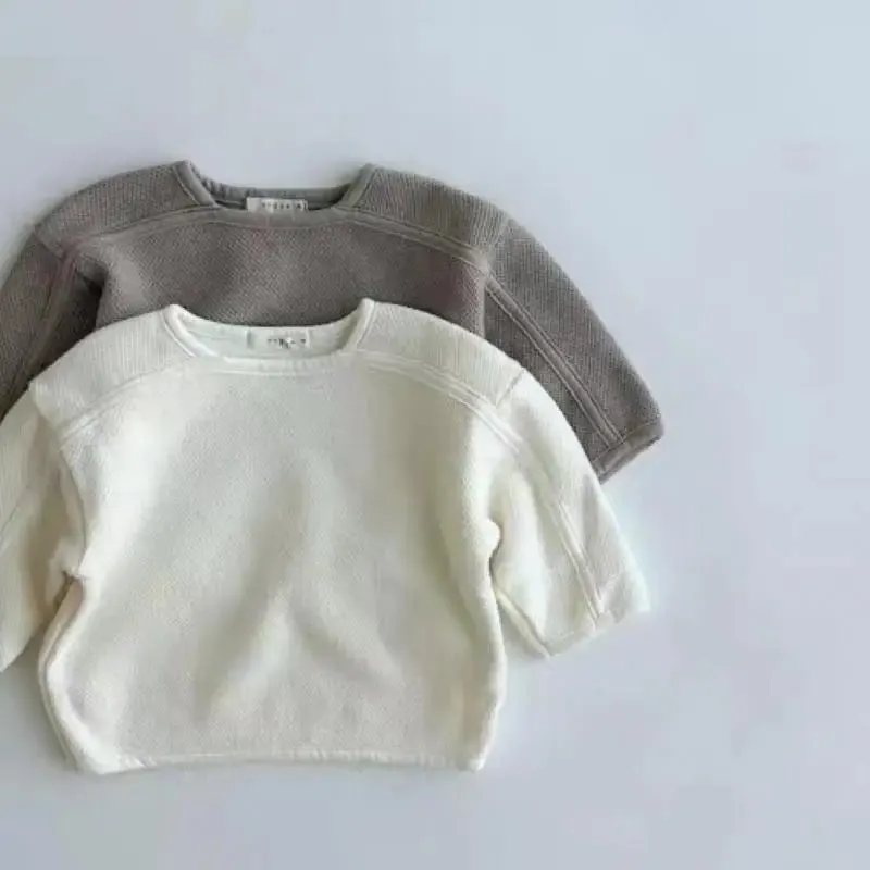 Infant O-neck Solid Long-Sleeved Top