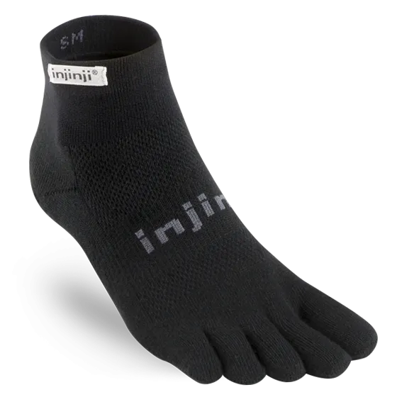 Injinji Men's Run Lightweight Mini-Crew Sock in Black