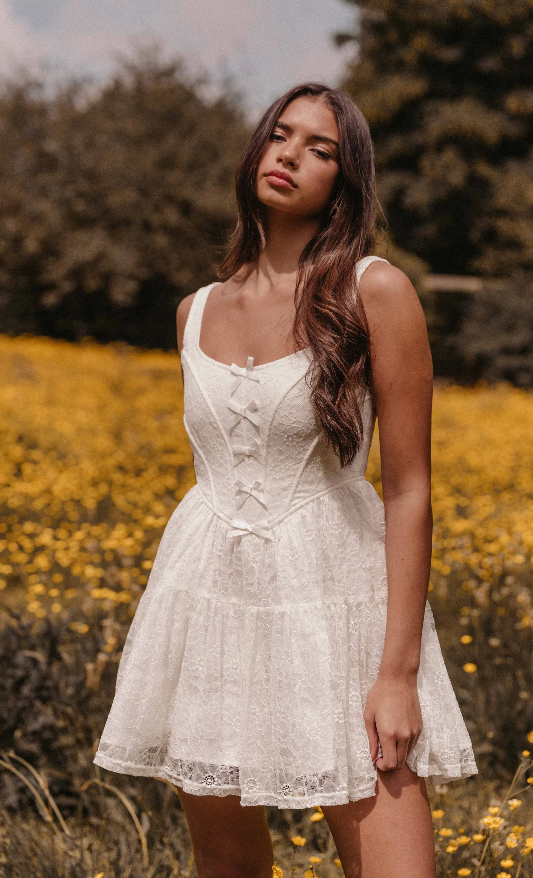 Ivory Tiered Corset Mini Dress