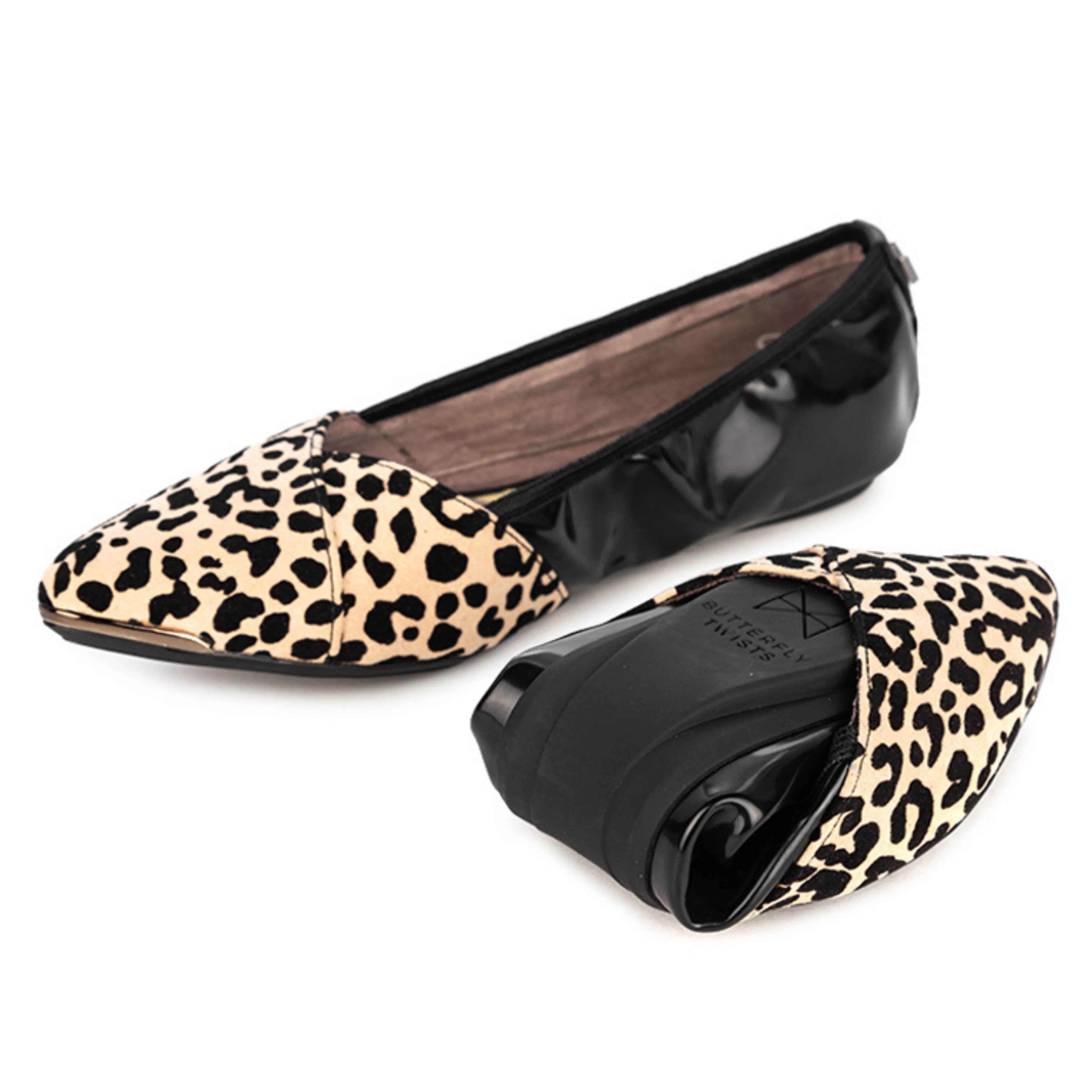 IVY Ballet Flat Shoes - Black/Leopard