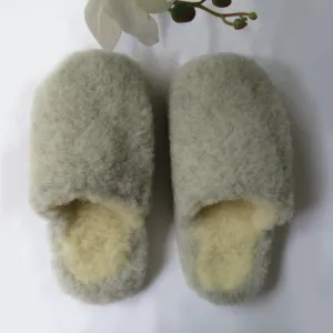 Light Grey Pure Irish Wool Mule Slippers