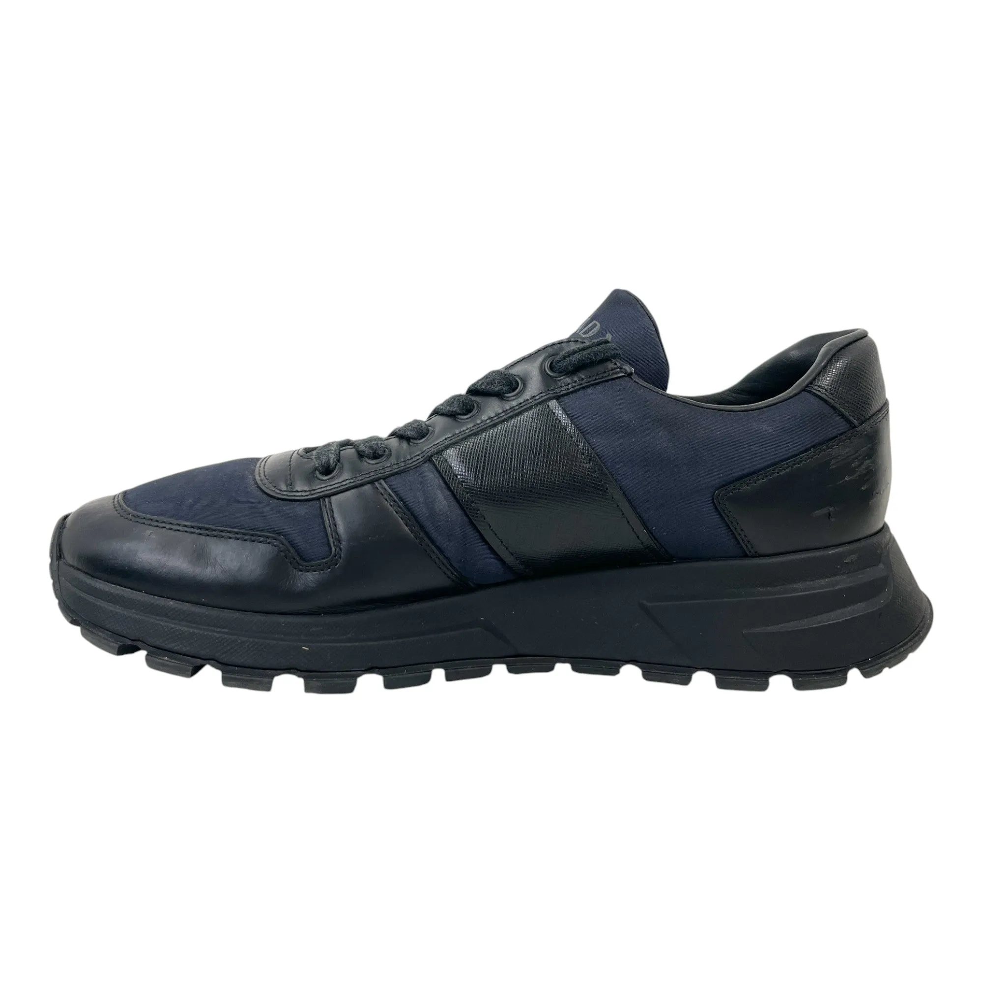 Men's Nylon Logo Low Trainers Navy Size EU 43 / UK 9