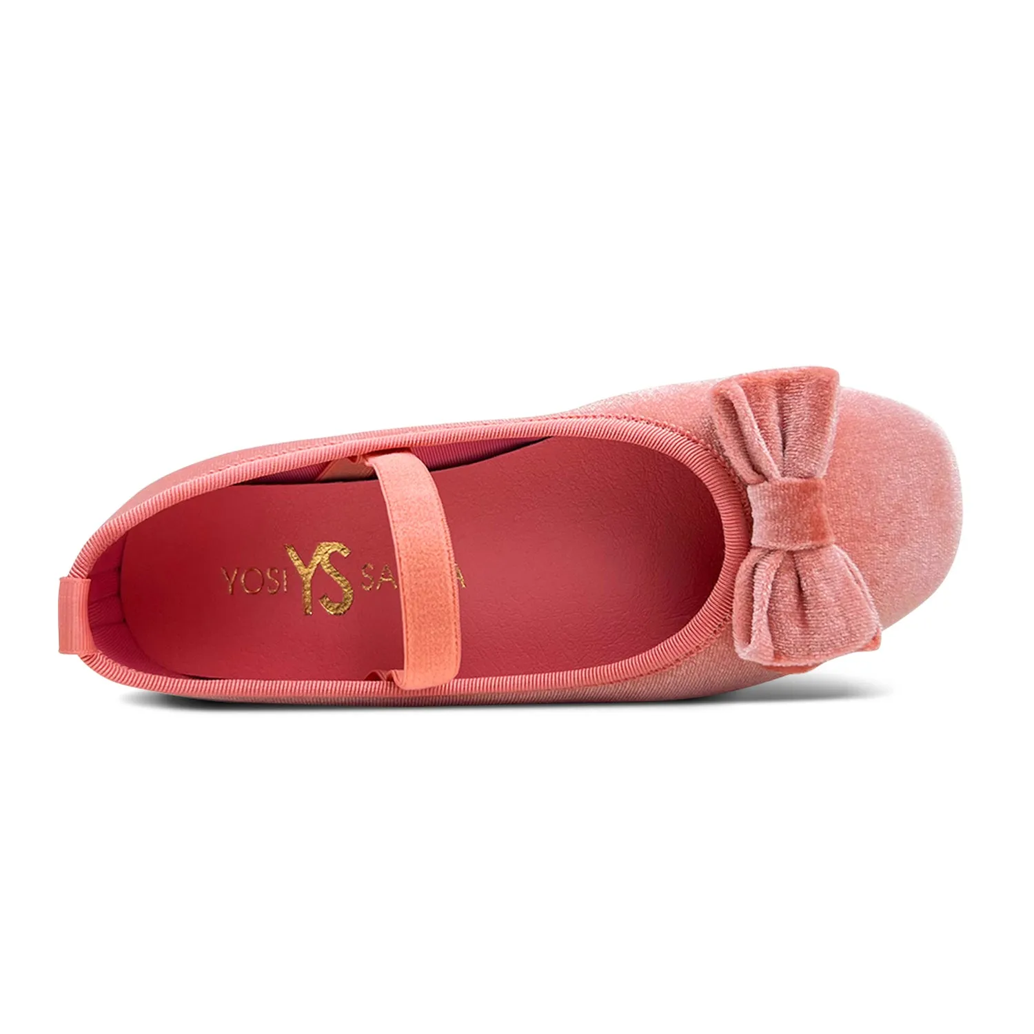 Miss Emory Flat in Pink Velvet - Kids