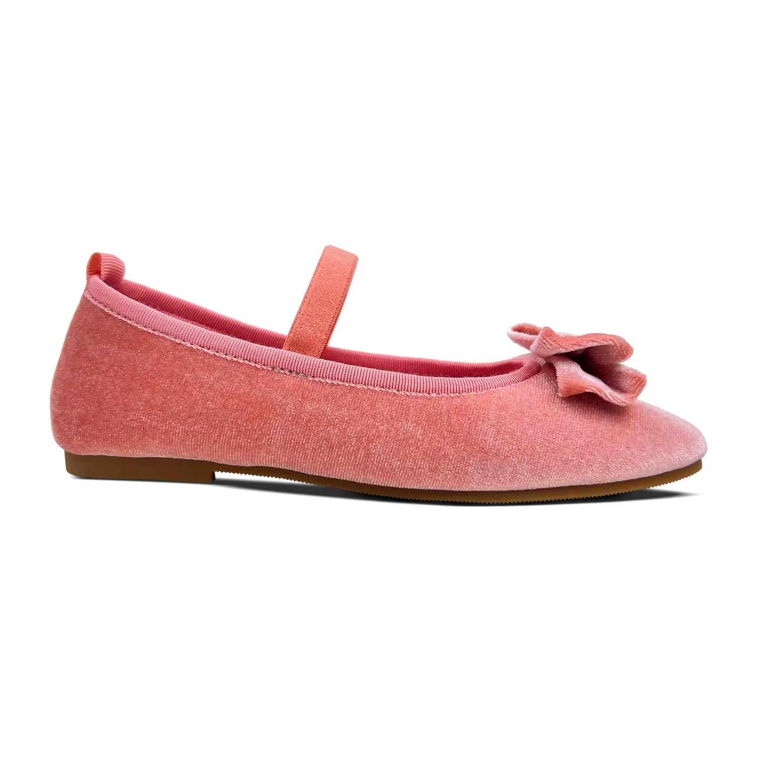 Miss Emory Flat in Pink Velvet - Kids