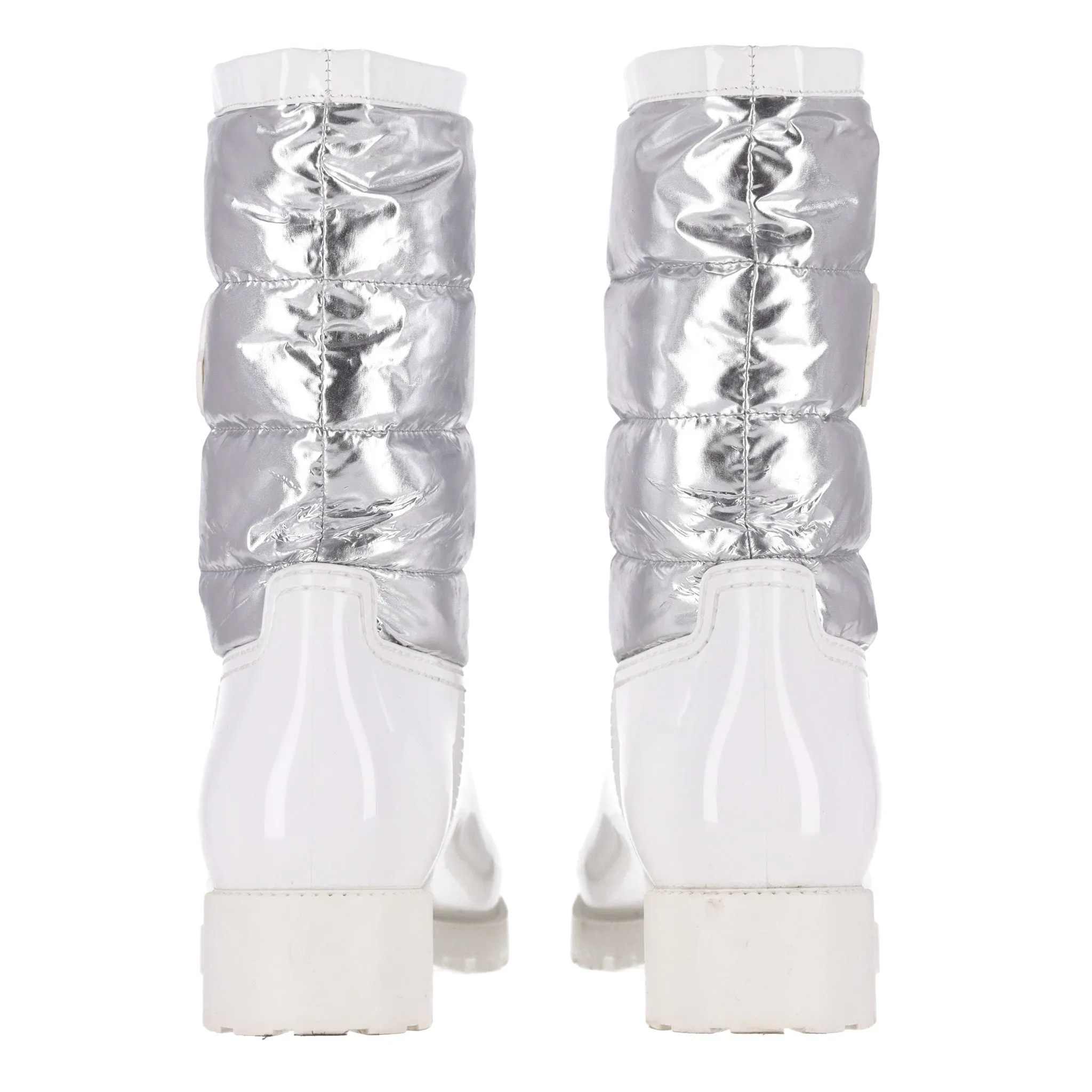 Moncler Gisele Metallic Rain Boots. Size 37