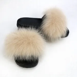 Nude Polar Fox Fur Slippers