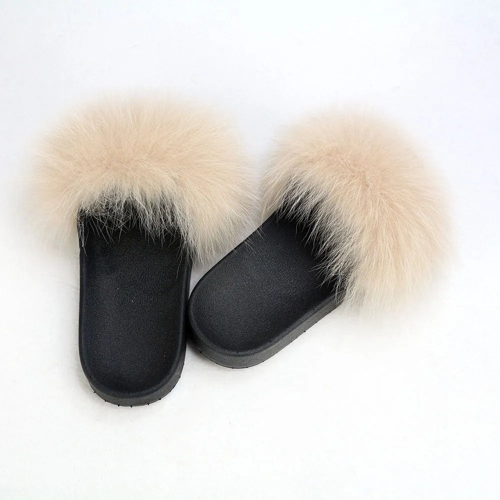 Nude Polar Fox Fur Slippers