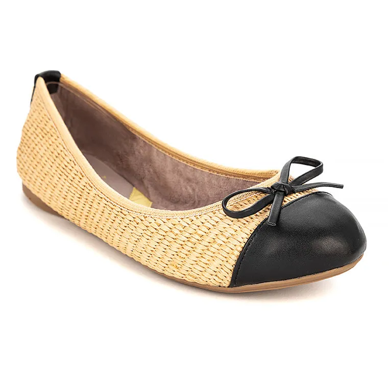 OLIVIA Ballet Flat Shoes - Natural Raffia