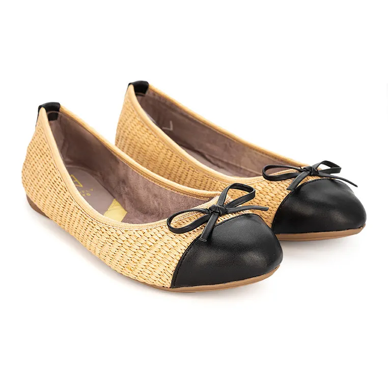 OLIVIA Ballet Flat Shoes - Natural Raffia