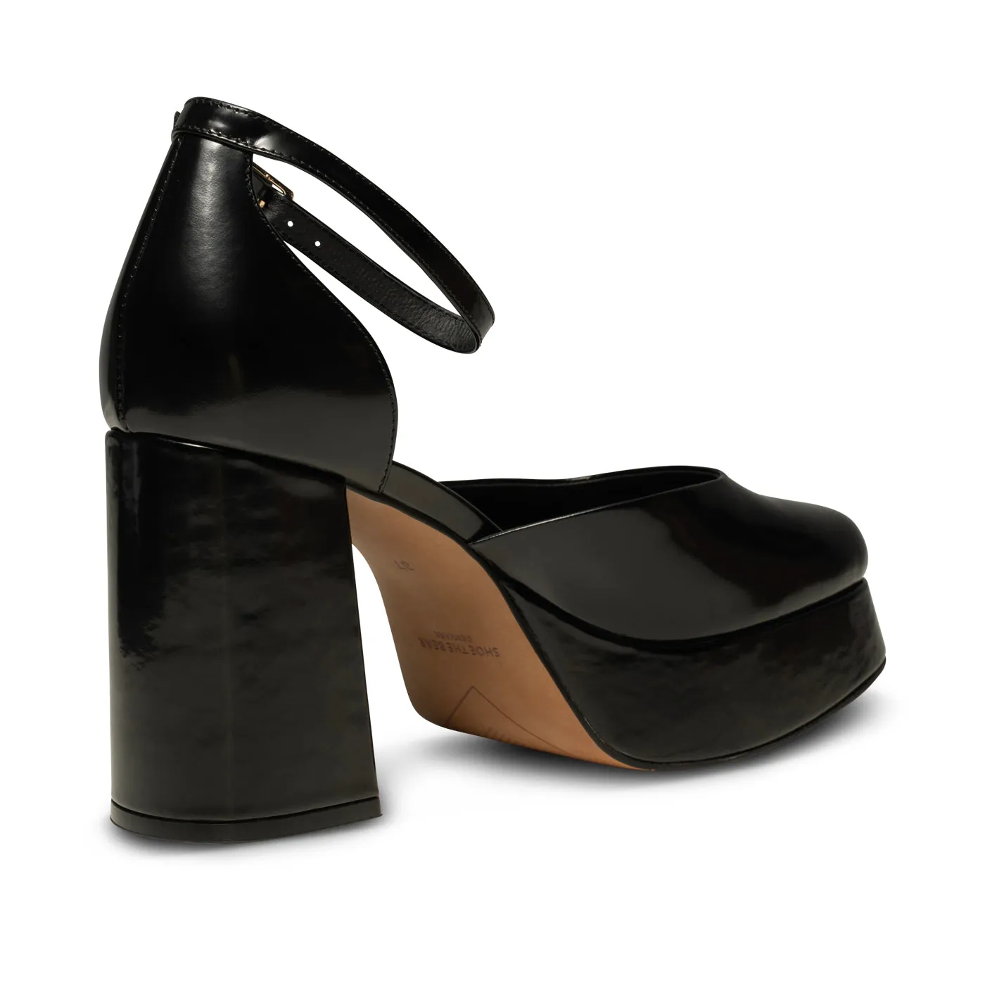 Priscilla Plateau Heel Leather - BLACK HIGH SHINE