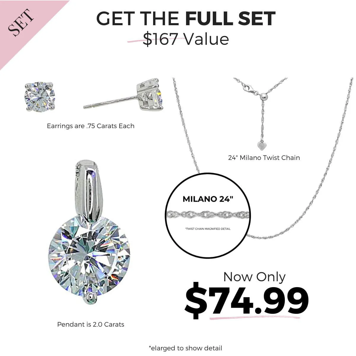 Roma Adjustable CZ Necklace & Earring Set