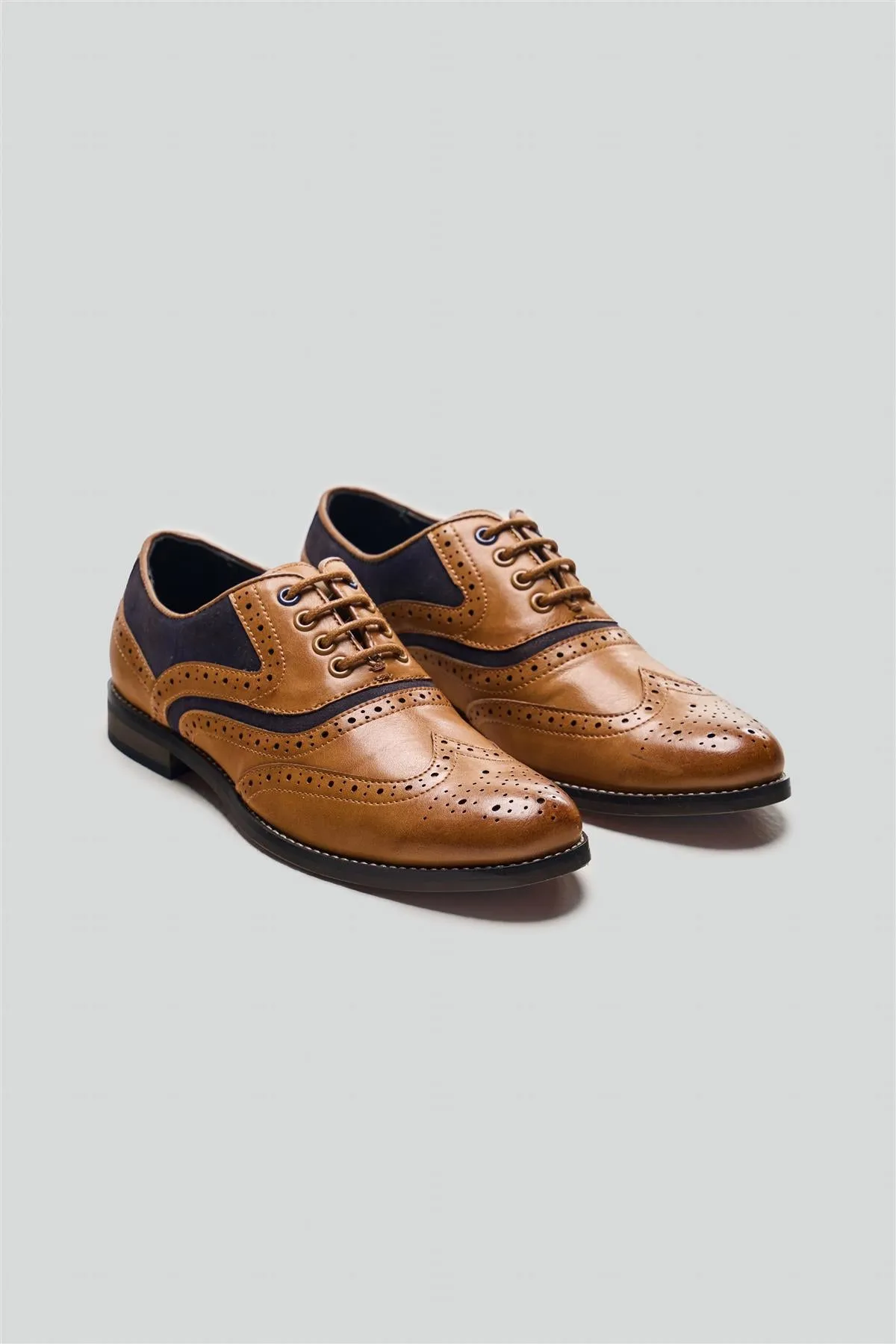 Russel Boys Tan/Navy Shoes