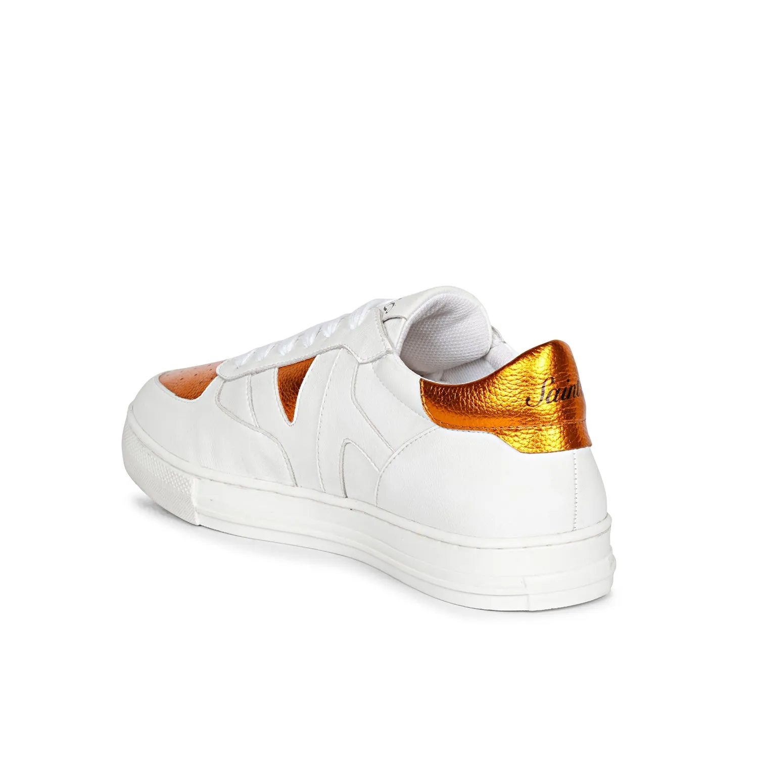 Saint Arlo White & Orange Leather Sneakers