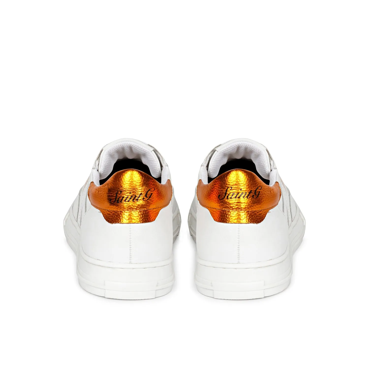 Saint Arlo White & Orange Leather Sneakers