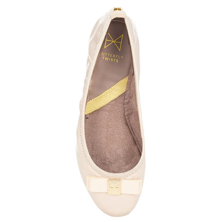 SHEA Ballet Flat Shoes - Beige Patent