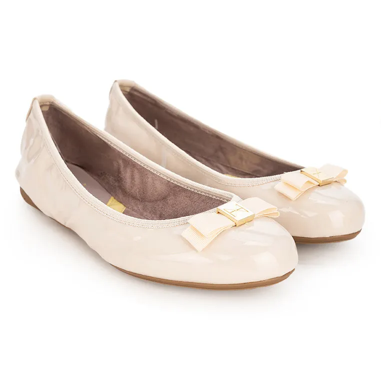 SHEA Ballet Flat Shoes - Beige Patent