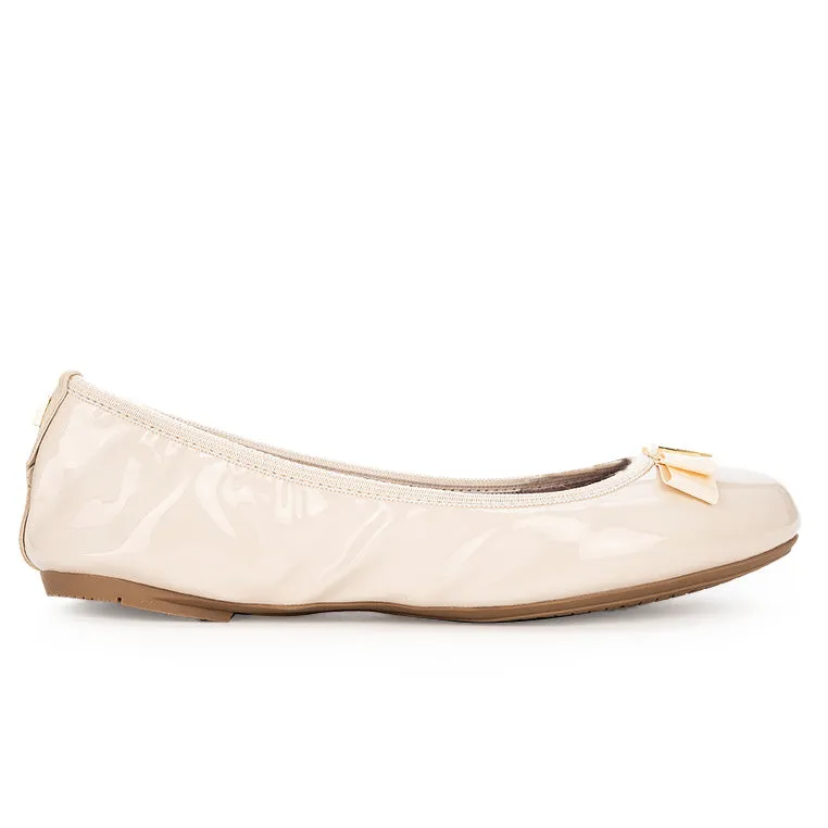 SHEA Ballet Flat Shoes - Beige Patent