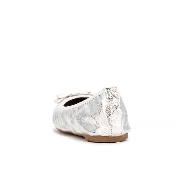 SHEA Ballet Flat Shoes - Silver Tumble Nappa