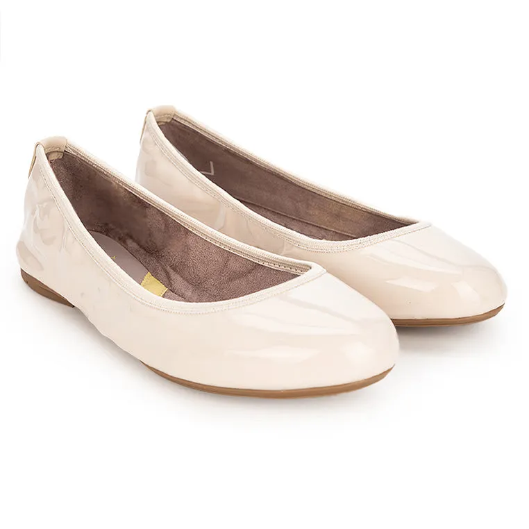 SOPHIA Ballet Flat Shoes - Beige Patent