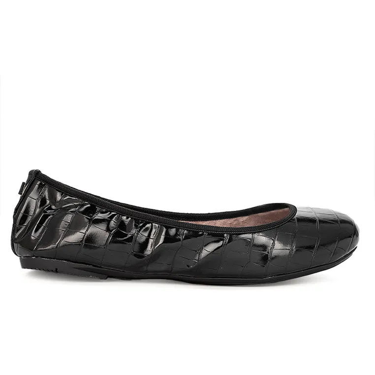 SOPHIA Ballet Flat Shoes - Black Croc