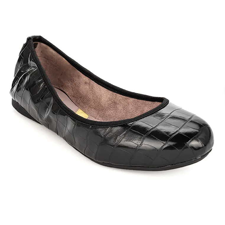 SOPHIA Ballet Flat Shoes - Black Croc