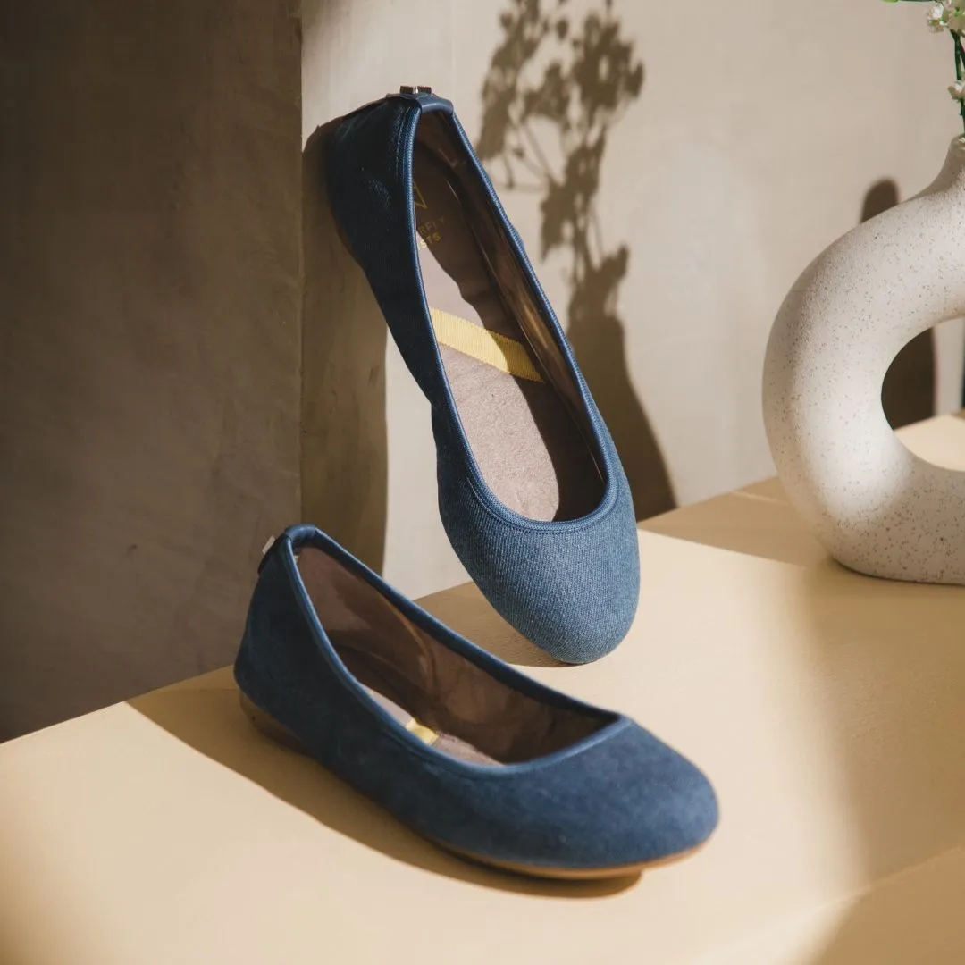 SOPHIA Ballet Flat Shoes - Blue Denim