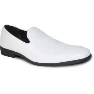 VANGELO Men Dress Shoe VALLO-3 Loafer Formal Tuxedo for Prom & Wedding White Matte - Wide Width Available - Ortholite Insole